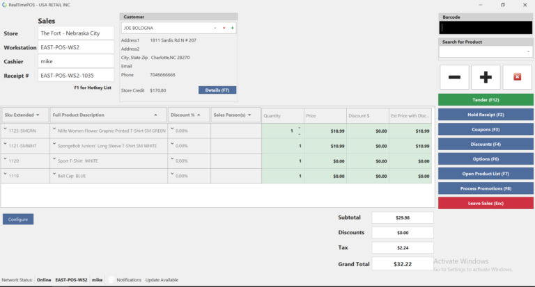 Retail Point Of Sale Software Sales Screen