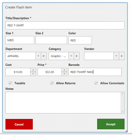 REALTIME POS SALES ORDER FLASH ITEM