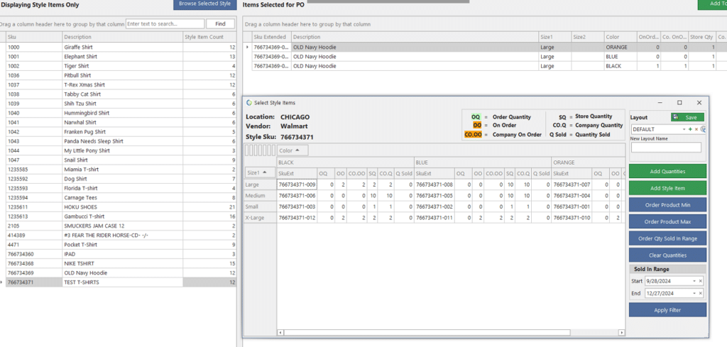 REALTIME POS STYLE VIEW PURCHASE ORDERS