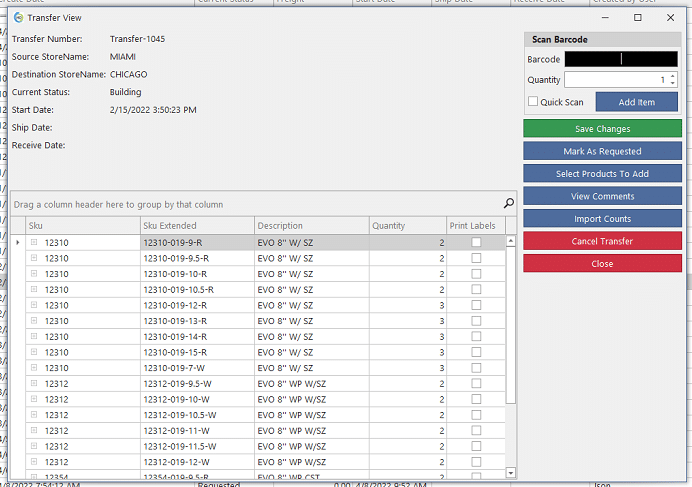 REALTIME POS TRANSFER STOCK