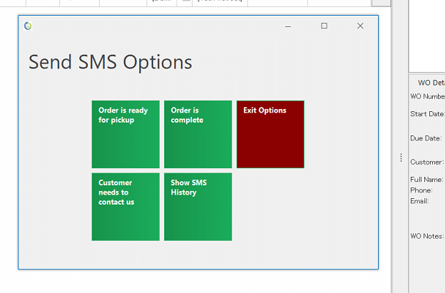 Realtime POS Work Order SMS Messages