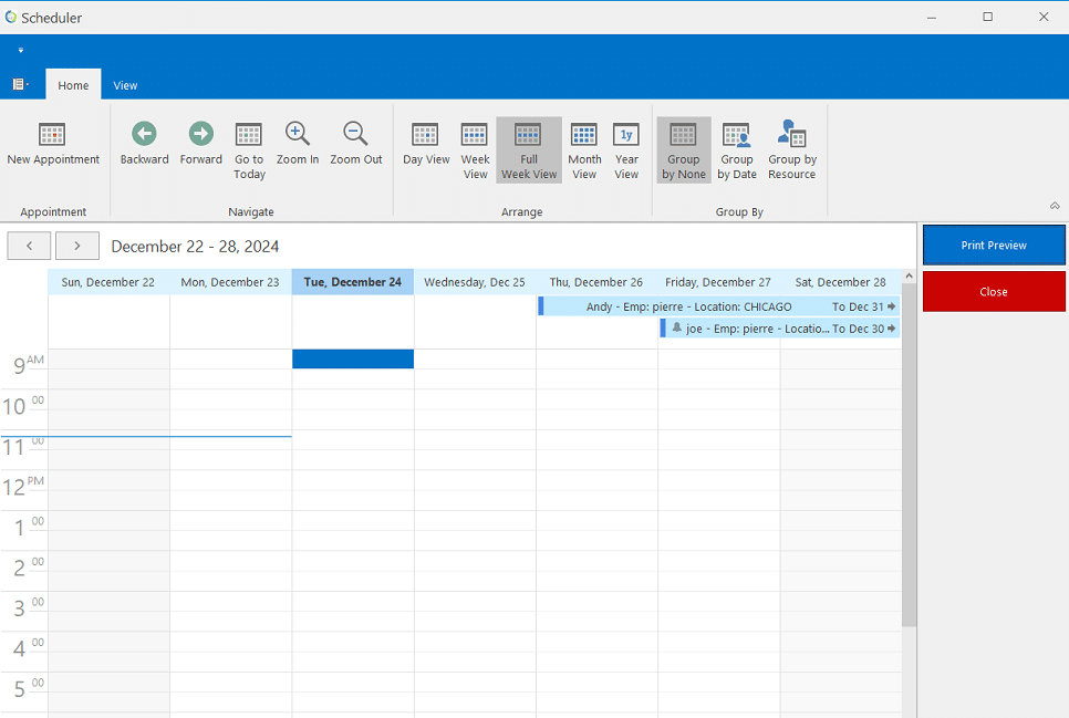 Realtime POS Work Order Schedules Entry