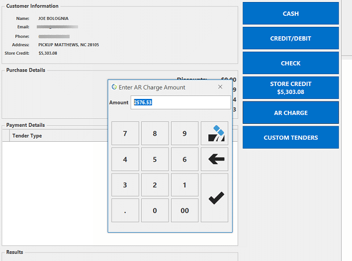 Realtime POS Accounts Receivable charge checkout