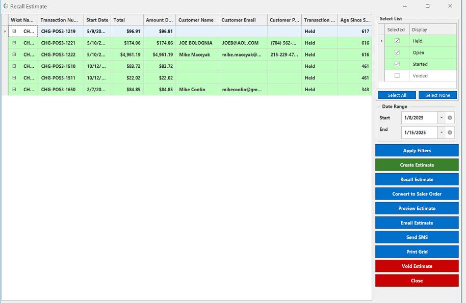 Realtime POS Quotes Main Form