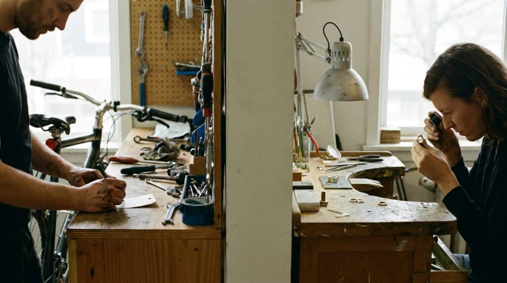 A bike repair and a jewelry repair, two examples of retail work order tracking.