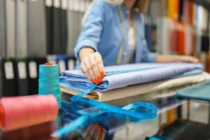 different kinds of fabric in a fabric store