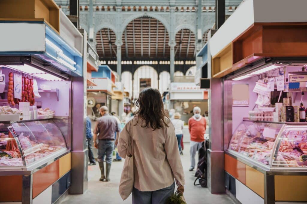 woman going into a gift shop