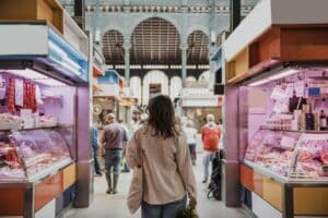 woman going into a gift shop