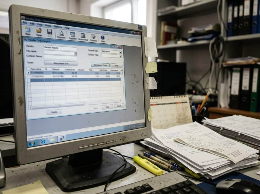 A retailer importing vendor order data into their accounting system.