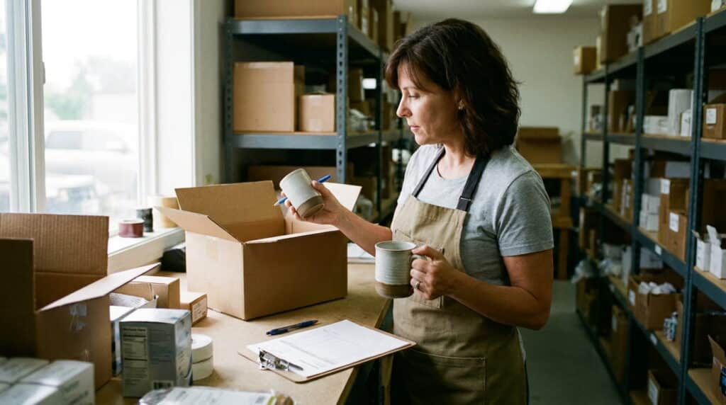 A retailer checking a vendor shipment against a purchase order