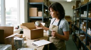 A retailer checking a vendor shipment against a purchase order